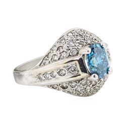 1.52 ctw Blue and White Diamond Ring - 14KT White Gold