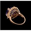 Image 3 : 10.21 ctw Tanzanite and Diamond Ring - 14KT Rose Gold