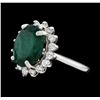 Image 1 : 6.51 ctw Emerald and Diamond Ring - 14KT White Gold