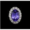 Image 2 : 12.01 ctw Tanzanite and Diamond Ring - 14KT White Gold