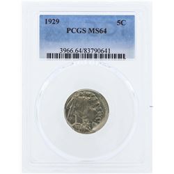 1929 Buffalo Nickel Coin PCGS MS64