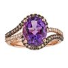 Image 1 : 3.25 ctw Amethyst, Brown Diamond and Diamond Ring - 10KT Rose Gold