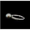 Image 3 : Pearl and Diamond Ring - 14KT White Gold