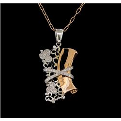 14KT Two-Tone Gold 1.45 ctw Diamond Pendant With Chain