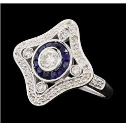 0.76 ctw Diamond Ring And Sapphire Ring- 18KT White Gold