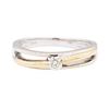 Image 2 : 0.15 ctw Diamond Solitaire Modern Motif Ring - 14KT White and Yellow Gold