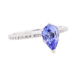 1.28 ctw Tanzanite and Diamond Ring - 14KT White Gold