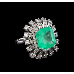 5.93 ctw Emerald and Diamond Ring - 14KT White Gold