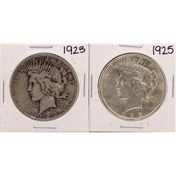 Lot of 1923 & 1925 $1 Peace Silver Dollar Coins