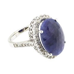 8.80 ctw Sapphire And Diamond Ring - 14KT White Gold