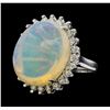 14.12 ctw Opal and Diamond Ring - 14KT White Gold