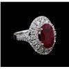 Image 1 : GIA Cert 3.39 ctw Ruby and Diamond Ring - 14KT White Gold