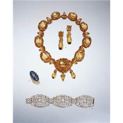 A MID 19th CENTURY CITRINE DEMI-PARURE