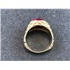 Image 2 : 10K YELLOW GOLD MENS RING WITH RED STONE - RP $925.00