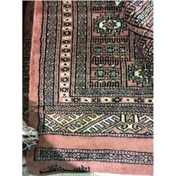 BOKHARA WOOL 8'9" X 9' PINK, WHITE, BLACK HAND WOVEN PERSIAN AREA RUG