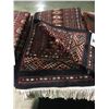 Image 2 : BOKHARA WOOL 8'5" X 6' BURGUNDY, TURQUOISE, BLACK HAND WOVEN PERSIAN AREA RUG
