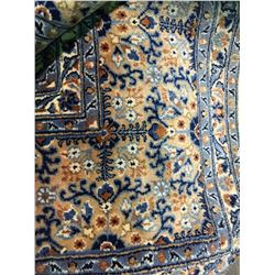 MOUD WOOL 10'4" X 6'10" BLUE, BEIGE, BROWN HAND WOVEN PERSIAN AREA RUG