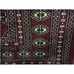 BOKHARA WOOL 9' X 6'1" BURGUNDY, WHITE, BLACK HAND WOVEN PERSIAN AREA RUG