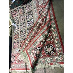 TABRIZ SILK 10' X 13' RED, BEIGE, GREEN HAND WOVEN PERSIAN AREA RUG