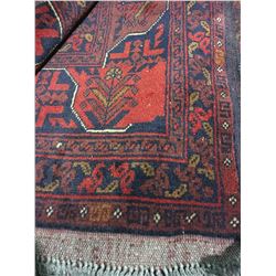 SERAPI WOOL 6'3" X 5' RED, BLUE, BROWN HAND WOVEN PERSIAN AREA RUG