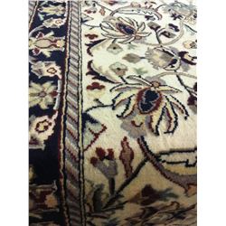 TABRIZ WOOL 8' X 2'6  BEIGE, BLACK, GOLD HAND WOVEN PERSIAN AREA RUG