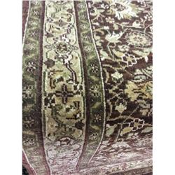 FLORAL WOOL 6'4" X 2'3" BEIGE, BROWN, GOLD HAND WOVEN PERSIAN AREA RUG