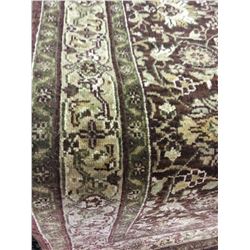 FLORAL WOOL 6'4  X 2'3  BEIGE, BROWN, GOLD HAND WOVEN PERSIAN AREA RUG