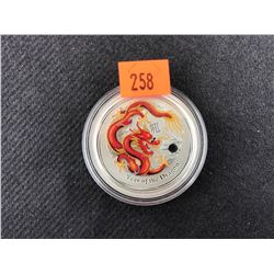 YEAR OF THE DRAGON 1 OUNCE .999 SILVER 2012 AUSTRALIA 50 CENTS COLLECTOR COIN