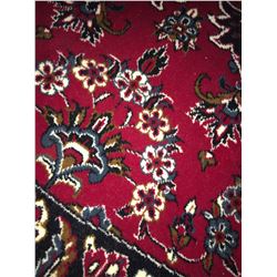 KASHAN DESIGN WOOL 6'7"X6'X7" RED, BLUE, WHITE, HAND WOVEN PERSIAN AREA RUG