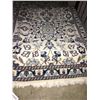 Image 2 : NAIN WOOL & SILK 6' X 2' CREAM, WHITE, BLUE PERSIAN AREA RUG