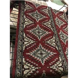 BOKHARA WOOL 3' X 1'  RED , CREAM, BLACK PERSIAN AREA RUG