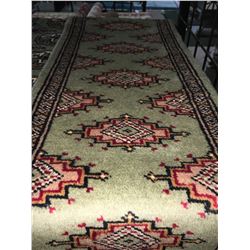 BOKHARA WOOL 3' X 1'  GREEN , BEIGE, BLACK PERSIAN AREA RUG