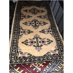 BOKHARA WOOL 2' X 1' BEIGE, RED, BLUE PERSIAN AREA RUG