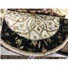 Image 2 : FLORAL WOOL & SILK 5' X 5' BLACK, CREAM, RED PERSIAN AREA RUG