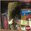 Image 1 : Combo: Tool Box w/Orbit Sander, 12v Trouble Light, Torch Ends + Box Lot w/Dent Puller, Dead Bolts, T