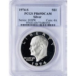 1974-S $1 Ike Eisenhower Proof Silver Dollar Coin PCGS PR69DCAM