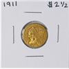Image 1 : 1911 $2 1/2 Indian Head Quarter Eagle Gold Coin