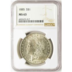 1885 $1 Morgan Silver Dollar Coin NGC MS63
