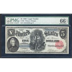 1880 $5 Woodchopper Legal Tender Note Fr.80 PMG Gem Uncirculated 66EPQ