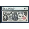 Image 1 : 1880 $5 Woodchopper Legal Tender Note Fr.80 PMG Gem Uncirculated 66EPQ