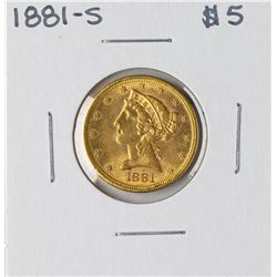 1881-S $5 Liberty Head Half Eagle Gold Coin