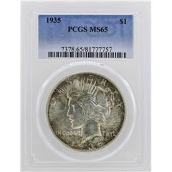 1935 $1 Peace Silver Dollar Coin PCGS MS65