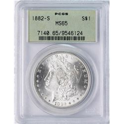 1882-S $1 Morgan Silver Dollar Coin PCGS MS65 Old Green Holder