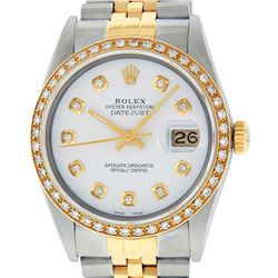 Rolex Men's Two Tone 14K White Diamond 36MM Datejust Wristwatch