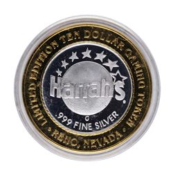 .999 Silver Harrah's Casino Reno, Nevada $10 Casino Limited Edition Gaming Token
