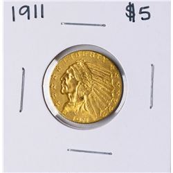 1911 $5 Indian Head Half Eagle Gold Coin