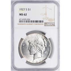 1927-S $1 Peace Silver Dollar Coin NGC MS62