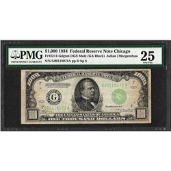 1934 $1,000 Federal Reserve Note Chicago Fr.2211-G Mule PMG Very Fine 25