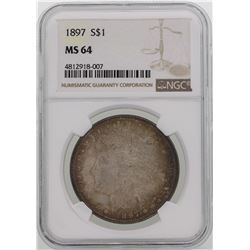 1897 $1 Morgan Silver Dollar Coin NGC MS64