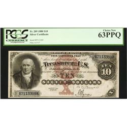 1880 $10 Morris Black Back Silver Certificate Note Fr.289 PCGS Choice New 63PPQ